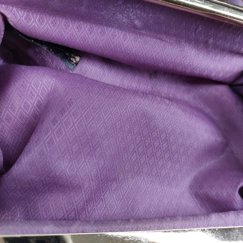 Vintage Purple Eel Skin Wallet Coin Jewelry Holder Travel with Mirror - Picture 6 of 10